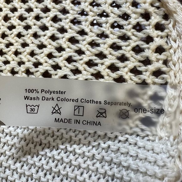 Crochet Beach Boho Vacation Summer Coverup Preppy Johnny Collar Euro OSFA - Picture 5 of 9